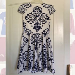White/Blue Damask Dress - 5/6
